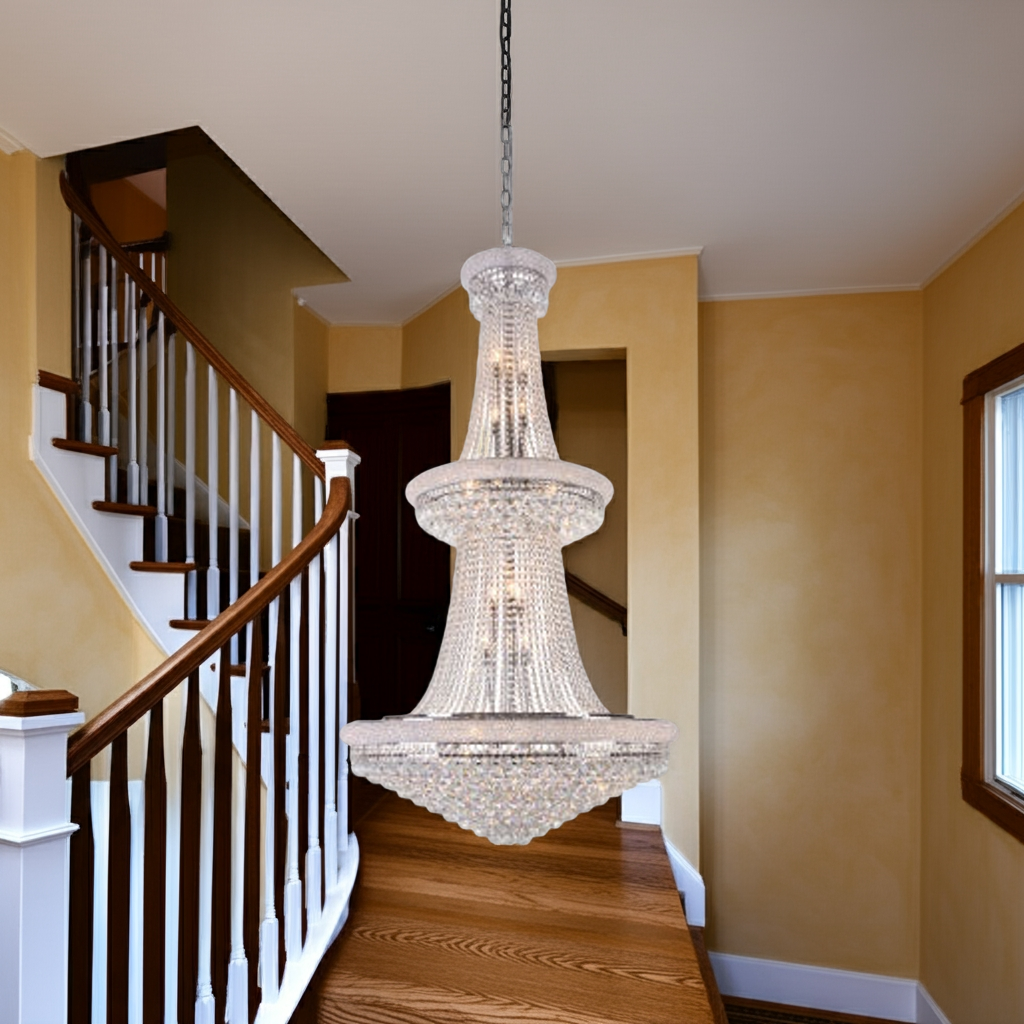 3 Tier Clear Crystal Chandelier with Crystal Balls & Beaded Border Frames